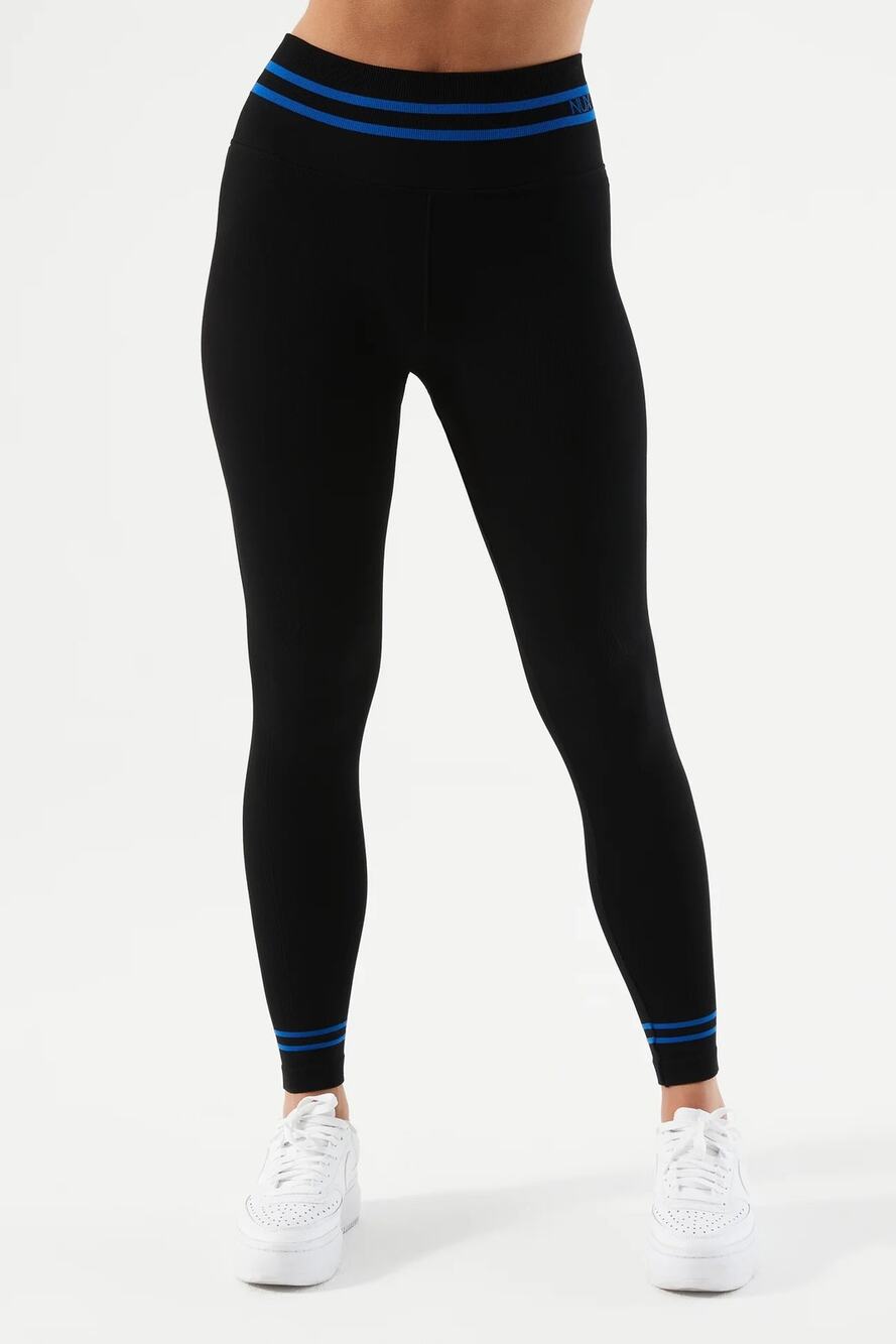 NUX Activewear Mel C Seamless Leggings Black Blue Stripe Size S/M New With Tags